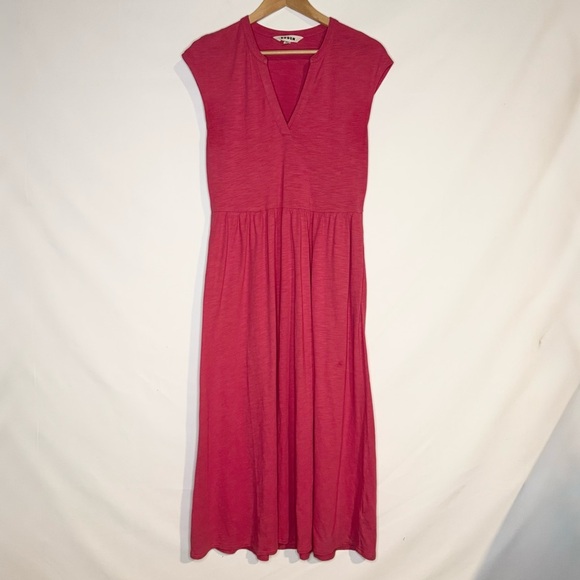 Boden Chloe Jersey V-Neck Sleeveless Midi Dress Terracotta Red Pink Size 8 - Picture 3 of 10